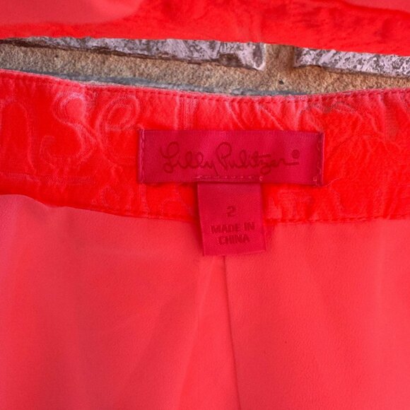 Lilly Pulitzer Word on the Street Jacque Peachy Pink Harlie Pleated Skirt Size 2 - Picture 3 of 8